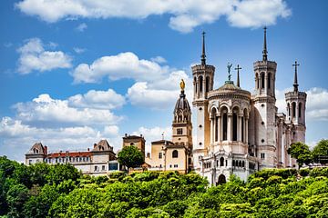 Notre Dame de Fourviere in Lyon France by Dieter Walther