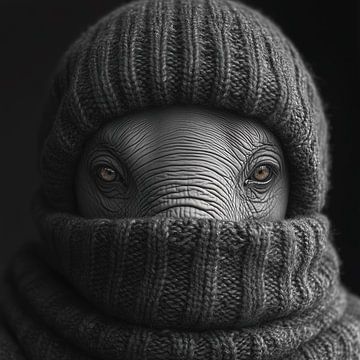 Olifant gekleed voor de winter van Ton Kuijpers