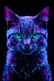 Atemberaubendes Katzenporträt in Neonfarben von Art & Soul Creations
