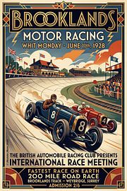 Car racing at Brooklands, Motor Racing 1928 by Theodor Decker