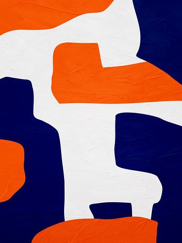 Organische abstracte kunst - blauw en oranje