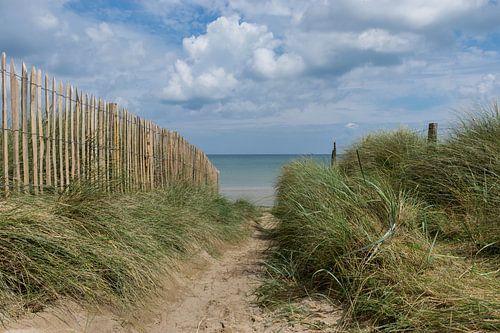On the way to the beach. Sea, beach and path through the dunes