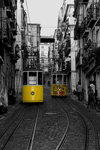 De beroemde trams in Lissabon
