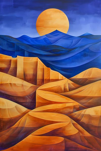 Surrealistisch berglandschap met felle kleuren van Art & Soul Creations