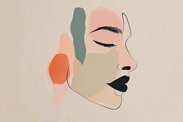 Abstracte schets van een vrouwengezicht in zachte tinten