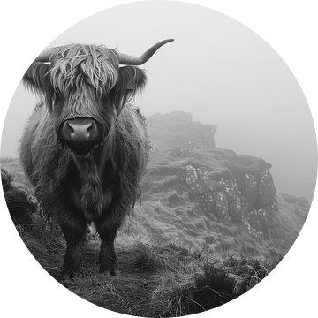 Schotse Hooglanders Mystieke zwart-wit fotokunst voor natuurliefhebbers van Felix Brönnimann