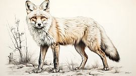 pentekening van een vos