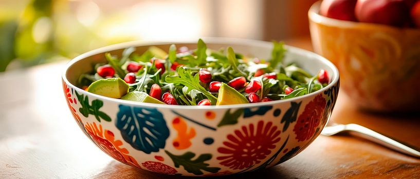 Bunte Salatschüssel mit Granatapfelkernen von Poster Art Shop