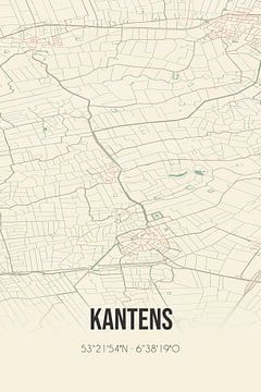 Vintage landkaart van Kantens (Groningen) van MijnStadsPoster