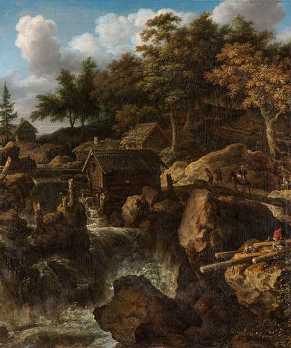 Zweeds landschap met waterval, Allaert van Everdingen