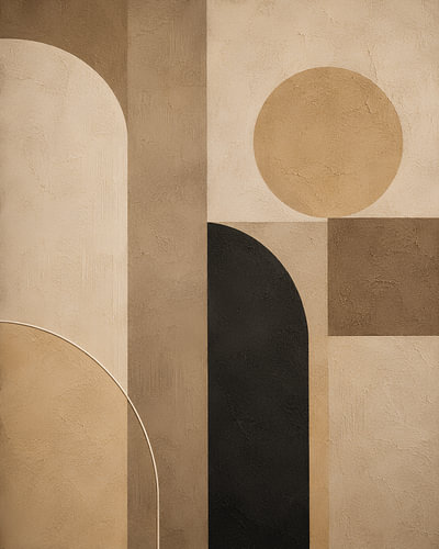 Geometrische abstractie met textuur in neutrale tinten