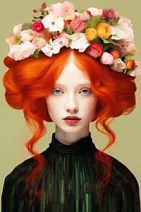 Flora aux cheveux rouges sur PixelMint.