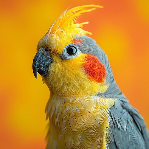 Close-up Cockatiel Parrot with Yellow Crest