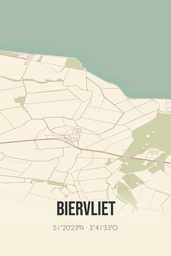 Vieille carte de Biervliet (Zélande) sur Rezona