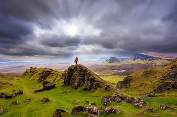 Wandelaars in de Quiraing Isle of Skye