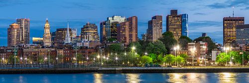 BOSTON Avond skyline van North End & Financial District | Panorama