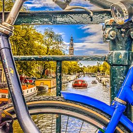 Vélos sur le pont au Prinsengracht, Amsterdam sur Rietje Bulthuis