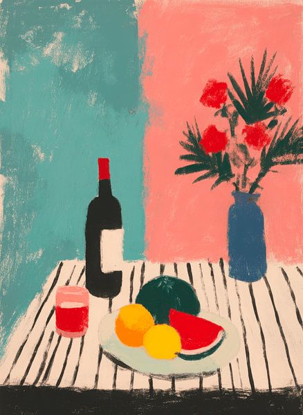 Still life with flowers and fruit by Niklas Maximilian