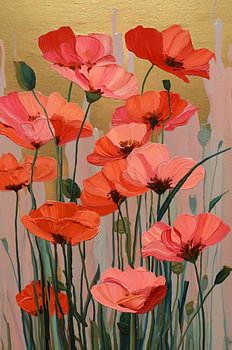 Grands pavots corail