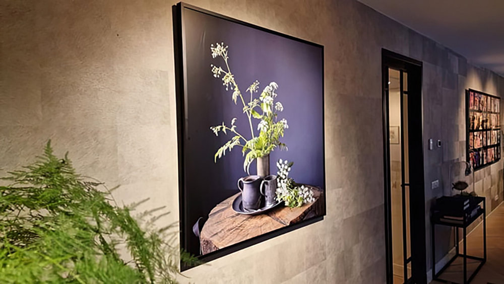 Still life with cow parsley and pewter on wood [square].