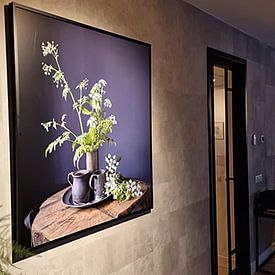 Customer photo: Still life with cow parsley and pewter on wood [square]. by Affect Fotografie, as poster