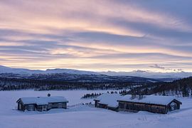 Evening mood in winter landscape by Angelika Stern