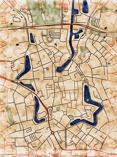 Kaart van Goes centrum in de stijl 'Serene Summer'