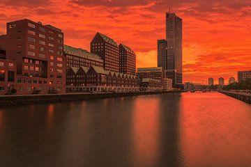 Railroad harbour Rotterdam on fire by Ilya Korzelius