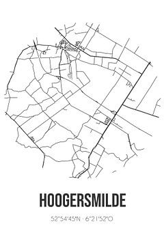 Hoogersmilde (Drenthe) | Carte | Noir et blanc sur Rezona