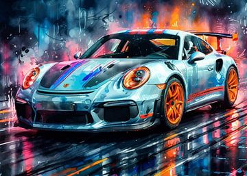 Porsche 911 GT3 RS Silver and Blue Black Accent by MIROKKU