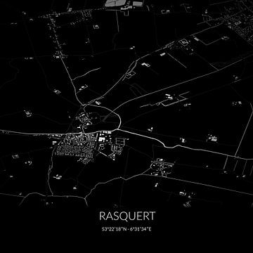Schwarz-weiße Karte von Rasquert, Groningen. von Rezona