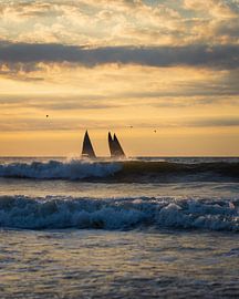 Three black sails into the sunset by Julien Beyrath