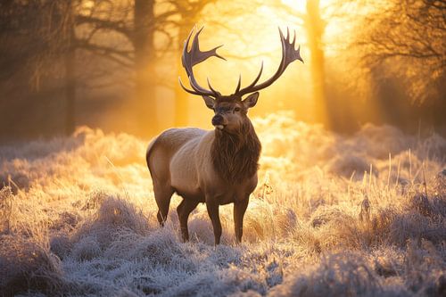 Hirsch im Morgenlicht