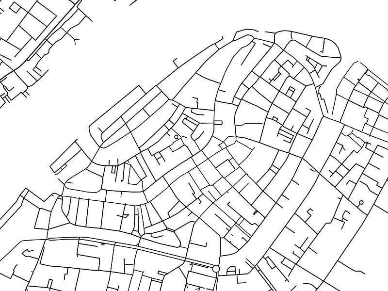 Map of Dordrecht Centrum in Black and Wite by De Kaartenwinkel