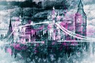 Modern-Art LONDON Tower Bridge & Big Ben Composing  by Melanie Viola thumbnail