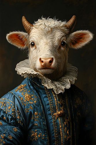 Die elegante Kuh: Eine verblüffende Mischung aus historischer Mode und Tierreich