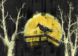 Oiseau devant la lune