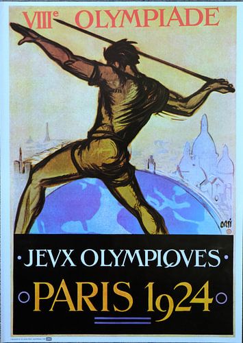 De officiële poster voor de Olympische Spelen van 1924 in Parijs