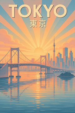 Tokyo Morning Glow – City Skyline & Bay View Poster by Travel Shop