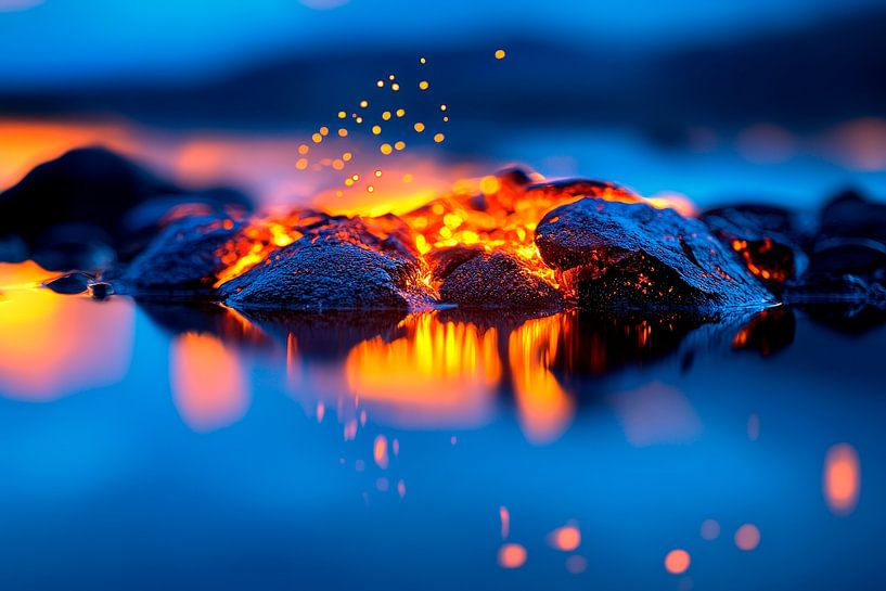 Lava flows on wet stones by Poster Art Shop