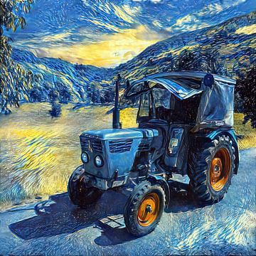 Tractor Deutz D2506 in van Gogh-stijl van Christian Lauer