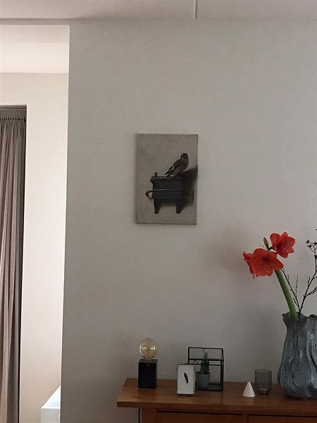 Kundenfoto: Der Distelfink von Carel Fabritius, auf Leinwand