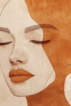 Lines of Serenity Portrait in Earthy Tones by Eva Lee