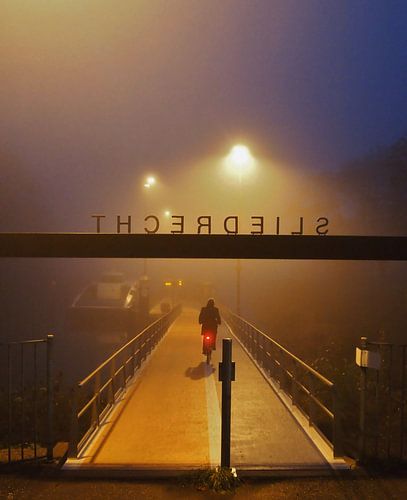 sliedrecht, Radfahrer am Wasserbus