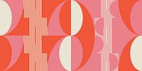 Retro geometric artwork with circles and stripes in pink and orange by Dina Dankers thumbnail