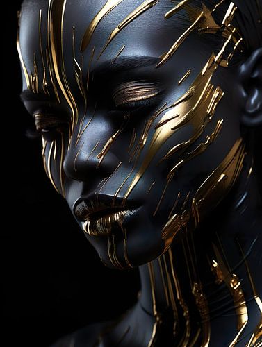 Portrait of woman with subtle gold stripes
