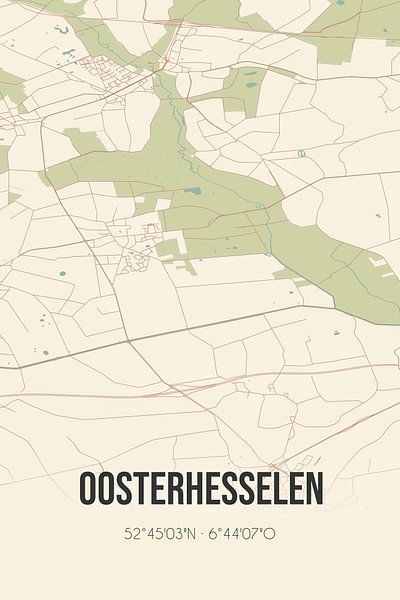 Vintage map of Oosterhesselen (Drenthe) by Prints of Place