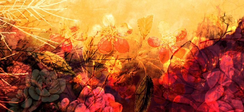 MOOIE BLOEMEN KUSSEN EEN GEEL VELD V-1 van Pia Schneider