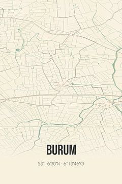 Vintage landkaart van Burum (Fryslan) van Rezona