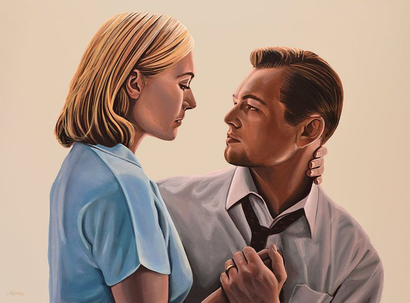 Kate Winslet and Leonardo DiCaprio Schilderij par Paul Meijering